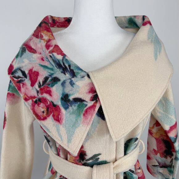 Anthropologie Sleeping on Snow Winter Blossom Boiled Wool Floral Jacket XS Cozy - Picture 4 of 13